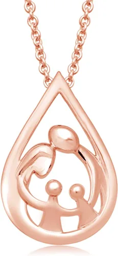Miniatura 18 de Jewelili - Collar con colgante de plata de ley o oro rosa o amarillo sobre plata, cadena de eslabones de 18 pulgadas