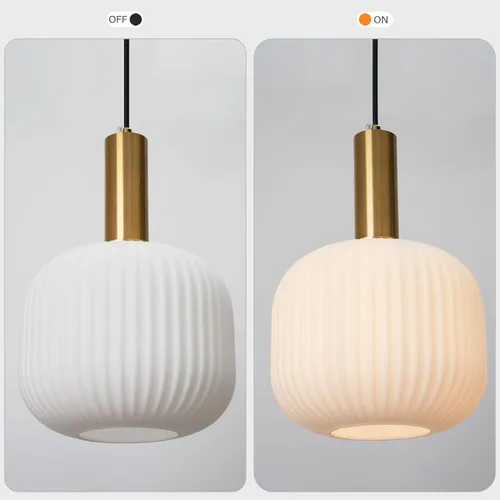 Miniatura 7 de Moderna lámpara colgante con enchufe de mediados de siglo, lámpara colgante de vidrio lechoso, lámpara colgante enchufable con luz de techo