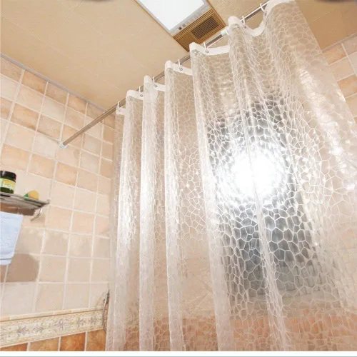 Miniatura 9 de AooHome Cortina de ducha corta transparente de 72 pulgadas de ancho x 60 pulgadas de alto, cortina de división de plástico PEVA con ganchos, ojales
