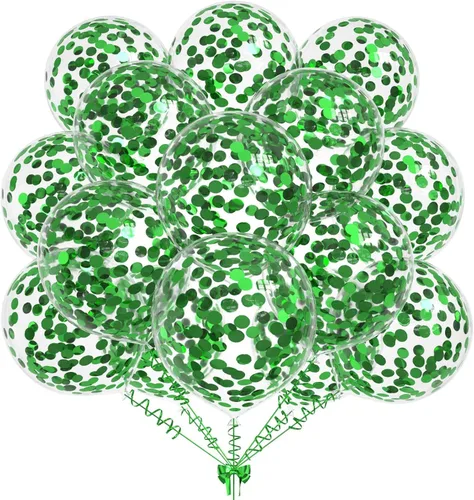 Miniatura 13 de 50 globos de confeti de papel de aluminio verde aguacate, globos de látex de 12 pulgadas con confeti verde aguacate en el interior para cumpleaños