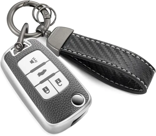 Miniatura 57 de Funda para llavero Nissan con llavero de cuerda trenzada de metal de lujo, funda suave mejorada para llave Nissan (solo 3 botones)