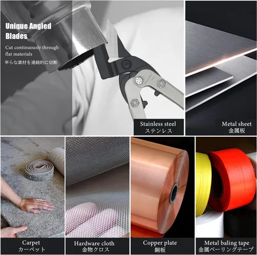 Miniatura 5 de Tijeras de corte de hierro para cortar metal de aviación de 10 pulgadas, tijeras industriales resistentes para cortar herrajes de tela, hoja