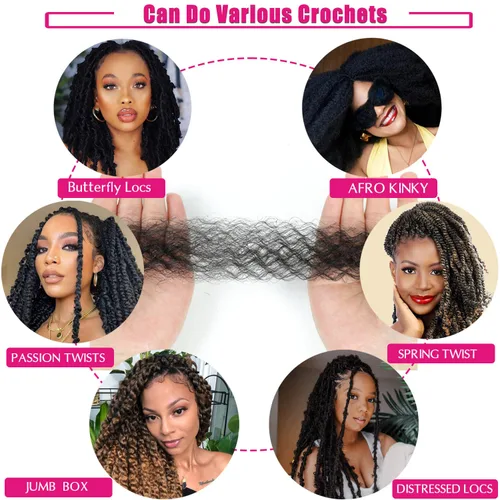 Miniatura 6 de Cabello afro elástico y trenzado de 30 pulgadas 2 paquetes, cabello preesponjado y trenzado elástico pre-estirado para extensiones de cabello suave