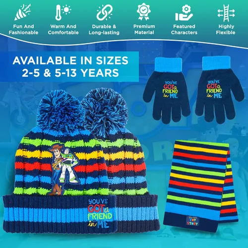 Miniatura 5 de Toy Story - Bufanda de invierno y guantes de nieve para niños y niñas juego de 3 piezas lindo y cálido para exteriores incluye caja de regalo