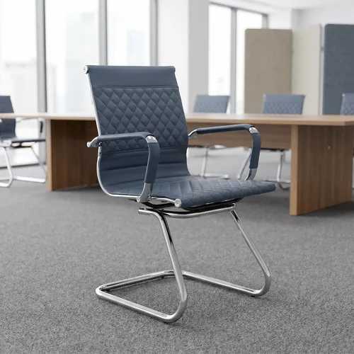 Miniatura 2 de VESCASA Juego de 2 sillas de oficina para sala de espera, sillas de recepción de piel sintética estacionarias sin ruedas, silla auxiliar con brazos