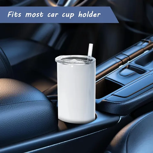 Miniatura 7 de AGH Paquete de 10 Tazas de Sublimación en Blanco de 20 OZ Rectas Delgadas con Pajita, Taza de Acero Inoxidable con Aislamiento de Doble Capa, A-38P