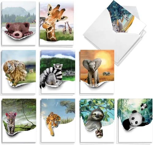 The Best Card Company Juego de 20 tarjetas de notas en blanco surtidas de 4 x 5.12 pulgadas con sobres para hombres, mujeres (diseños de 10 x 2)