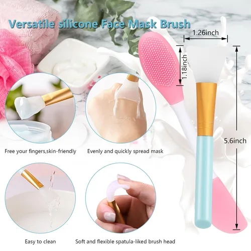 Miniatura 5 de Exfoliador facial de silicona, 1 cepillo exfoliante para labios, 1 cepillo de limpieza, 2 exfoliadores de mascarilla facial, herramienta