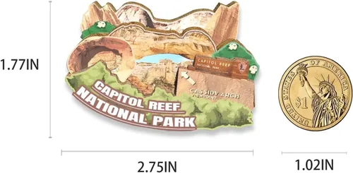 Miniatura 3 de Imán del Parque Nacional del Capitolio de los Estados Unidos, imán para nevera, monumentos de madera 3D, recuerdos coleccionables, decoración hecha