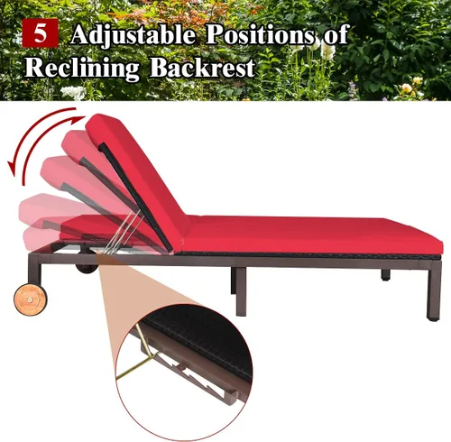 Miniatura 7 de COSTWAY Cojín ajustable para silla de salón de ratán para 2 personas