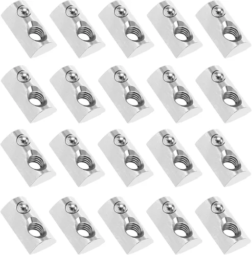 SING F LTD 100 Uds. 3030 Series M6 T Slot Nuts Roll-in Spring Ball Loaded Elastic Nuts Acero al carbono para T-Slot Serie 3030 Perfil de aluminio