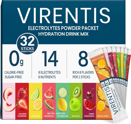 Miniatura 12 de 16 barras de electrolitos en polvo, paquetes de hidratación sin azúcar, mezcla de bebida líquida diaria con electrolitos IV para rehidratación con 8