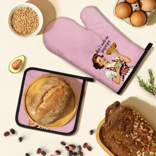 Miniatura 5 de Don't Make Me Poison You - Divertidos guantes de horno y soportes para ollas, divertidos guantes de cocina retro para mujeres, regalos de amas