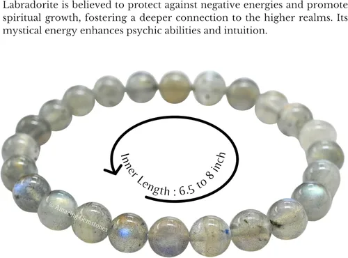 Miniatura 147 de Amazing Gemstone Pulsera de cristal para mujeres y hombres, pulsera de cristal curativo de protección, pulsera elástica con cuentas de piedras