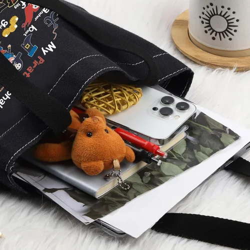 Miniatura 4 de LEVLO Pirate Life - Bolsa de lona con texto en inglés "Pirate Life", regalo inspirado en la cita de pirata, bolso de hombro con alfabeto A-Z