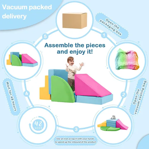 Miniatura 6 de 5 piezas de bloques de espuma para escalar para niños pequeños de 1 a 3 años, bloques de escalada para bebés seguros para interiores, juguetes