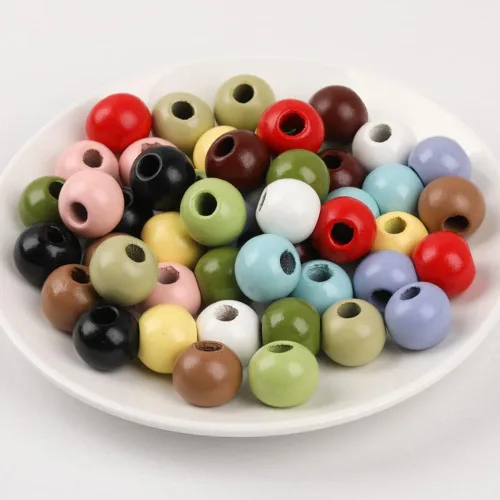 Miniatura 3 de 50 cuentas grandes de madera redondas naturales de 0.78 pulgadas (0.787 in), cuentas sueltas, para guirnaldas hechas a mano, decoración del hogar