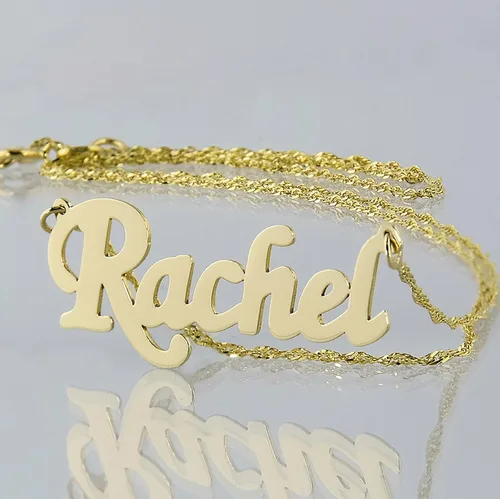 Miniatura 2 de Collar con nombre personalizado de oro 14k con dije colgante delicado