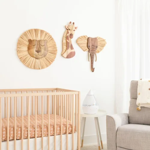 Miniatura 2 de Crane Baby Decoración de pared de safari de madera, arte de pared de guardería de animales de madera, decoración de habitación de safari de género
