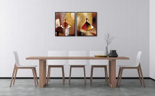 Miniatura 2 de Wieco Art Arte enmarcado bailarines de ballet 100% pintados a mano, lienzo abstracto, arte de pared para decoración del hogar con marco negro
