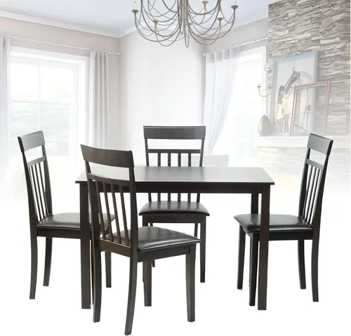 Miniatura 4 de Mesa rectangular clásica de madera maciza moderna en acabado negro espresso