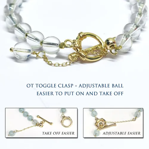 Miniatura 4 de Morchic Pulsera de cuentas de cristal de cuarzo transparente de 0.236 in para mujer, regalo de cumpleaños de piedras preciosas naturales, cierre