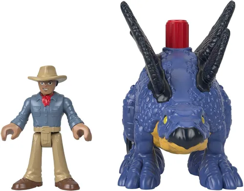 Miniatura 4 de Fisher-Price Imaginext Jurassic World - Juego de figuras de dinosaurio de Estegosaurio y Dr. Alan Grant para juegos de simulación preescolares niños