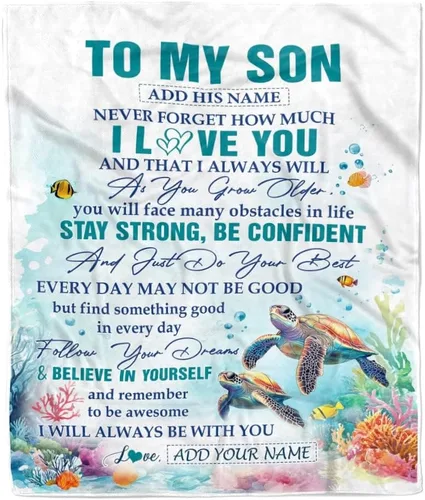 Miniatura 22 de Manta Personalizada "To My Son" de Mamá y Papá Regalos para Hijo que Va a la Universidad Cumpleaños Graduación Navidad Regalo Personalizado Manta