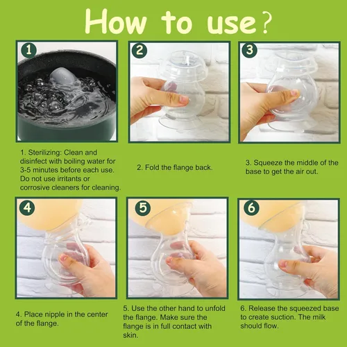 Miniatura 6 de Extractor de leche manual, recolector de leche de silicona de grado alimenticio Gen 3 para lactancia materna mamá lactante con tapón y cordón