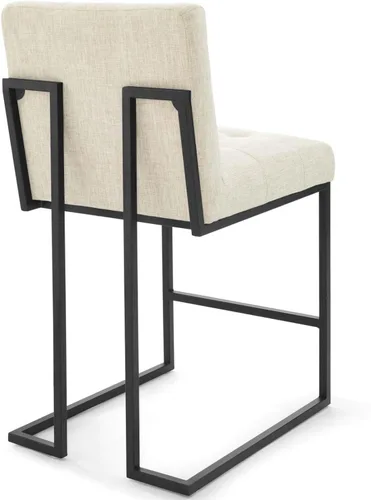 Miniatura 4 de Modway Privy Taburete tapizado de tela de acero inoxidable negro, beige