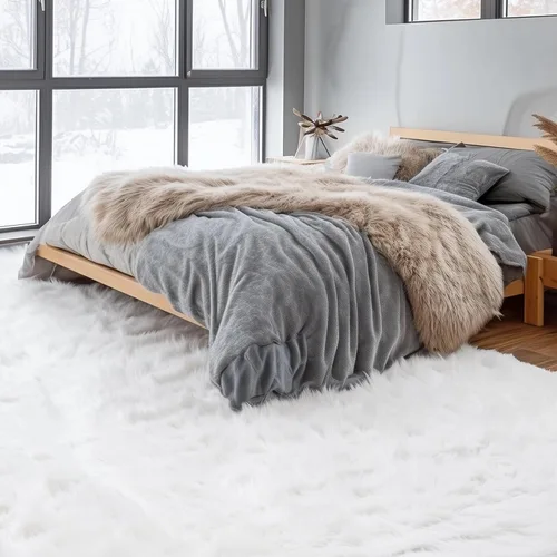 Miniatura 26 de Super Area Rugs - Alfombra de piel de oveja suave y esponjosa Gris oscuro