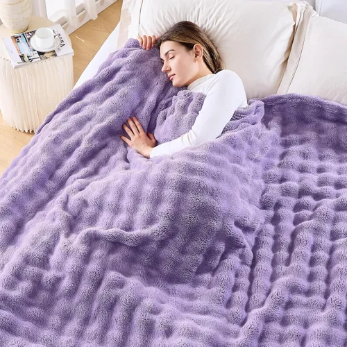 Miniatura 54 de NEWCOSPLAY Manta para Sofá Aqua Súper Suave de Franela Polar 3D Burbuja Ligera Manta de Cama para Uso en Todas las Estaciones (Aqua, Throw(50"x60"))