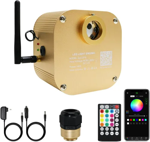 Miniatura 13 de AMKI Motor de fuente de luz de 32W con doble puerto de alta luminosidad, modo de sonido parpadeante, control remoto/APP, RGBW, para kit de luz