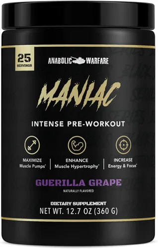 Miniatura 9 de Anabolic Warfare Black Series Maniac, polvo de pre-entrenamiento, soporta óxido nítrico, bombas musculares y síntesis de proteínas* Apple Ambush