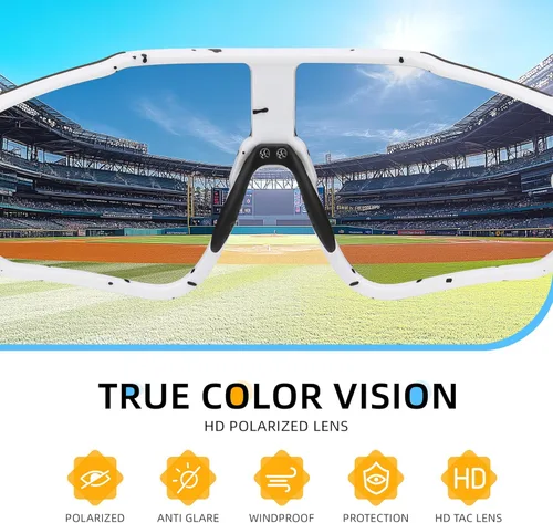 Miniatura 6 de Gafas de sol polarizadas de béisbol para niños: gafas de sol deportivas para niños y niñas de 3 a 12 años, lentes de sol para ciclismo y correr
