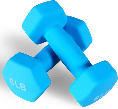 Miniatura 13 de Fitvids Neoprene Dumbbell Hand Weights, Anti-Slip, Anti-roll, Hex Shape Colorful, Pair or Set with Stand