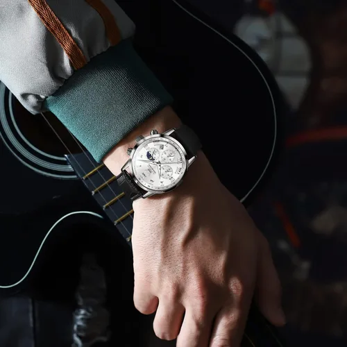 Miniatura 3 de OLEVS Reloj para hombre cuero marrón moda cronógrafo reloj luminoso impermeable casual relojes de pulsera