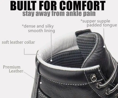 Miniatura 6 de SUREWAY Men's Lightweight Casual Soft Toe Work Boot - Moc Toe, Men's Construction Industry Safety Wedge Work Boot/Shoe - Black, Comfort Insole