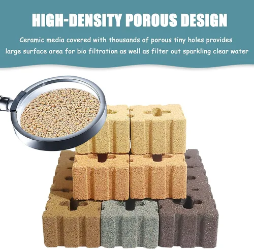 Miniatura 4 de SHIGATSU Medios de filtro de acuario, bloques de filtro de cerámica para acuario para agua salada y estanque de agua dulce (15 piezas)