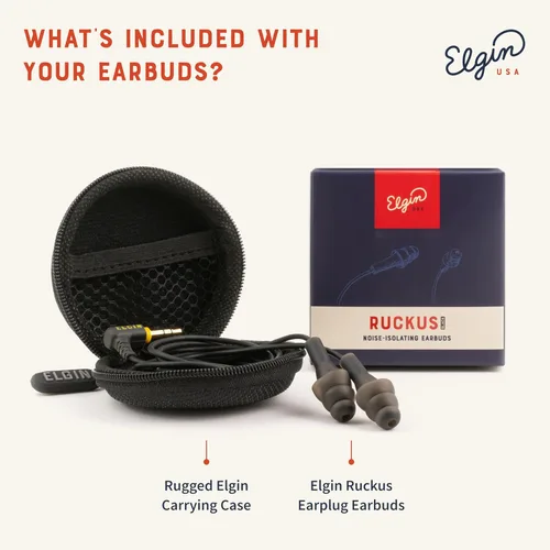 Miniatura 5 de Elgin Ruckus Auriculares con tapón para los oídos, con certificación ANSI de reducción de ruido de 25 dB, clasificación IP65 para resistencia al