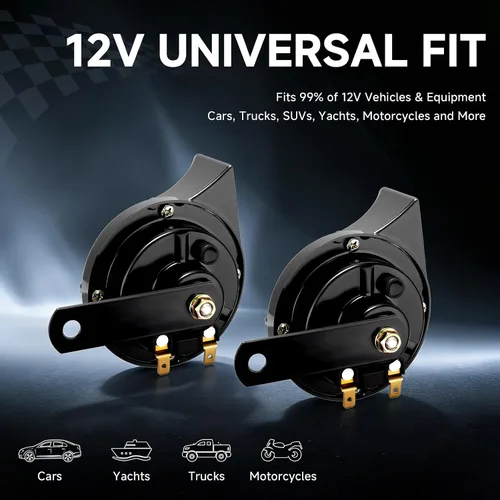 Miniatura 7 de Bocina de coche 4 unidades de 12 V impermeable bocina automática utilizada para camiones trenes, kit de bocinas de caracol eléctrico universal