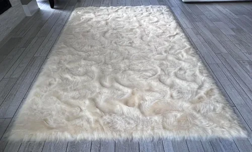 Miniatura 15 de LAMBZY Elegante y sofisticada alfombra rectangular de piel de oveja (beige, 2 x 3 pies)