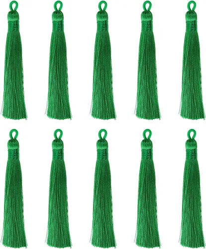 Miniatura 13 de Tupalizy 10 borlas suaves y sedosas hechas a mano con lazo para colgar marcapáginas, llaveros, aretes, pulseras, fabricación de joyas, recuerdo