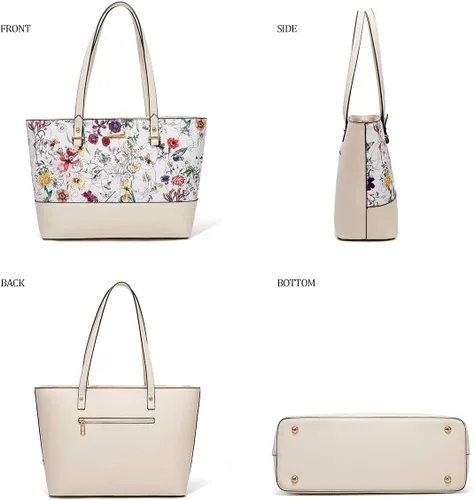 Miniatura 144 de Juego de 4 bolsas modernos para mujer de cuero sintético: bolso tote, bolso de hombro, bolso de mano y cartera.
