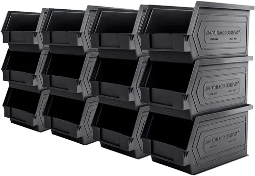 Miniatura 9 de Contenedores de almacenamiento de plástico, colgantes, apilables, organizadores de almacenamiento para almacenes, talleres, 9 x 5 x 5 pulgadas, Rojo