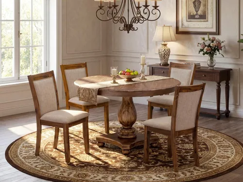 Miniatura 2 de East West Furniture F2MZ5-N04 - Juego de muebles de comedor de 5 piezas, incluye una mesa de comedor redonda con pedestal y 4 sillas tapizadas