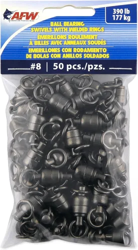 Miniatura 23 de AFW Solid Brass Ball Bearing Fishing Swivels with Double Welded Rings - Patented Bullet Shaped Head for Reduced Water Resistance, Black Finish
