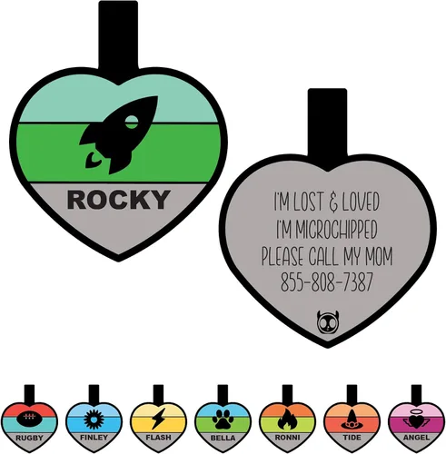 Miniatura 13 de Placa silenciosa para perro personalizada con 5 líneas de identificación de mascotas de silicona duradera y grabada profundamente, diseño de hueso