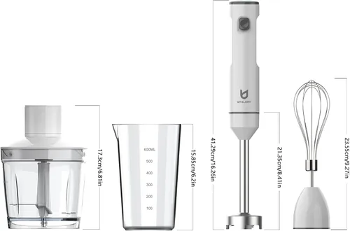 Miniatura 6 de UTALENT - Batidora de mano inalámbrica, licuadora de inmersión de velocidad variable recargable, con picadora de 16.9 fl oz, recipiente de 21.1 fl