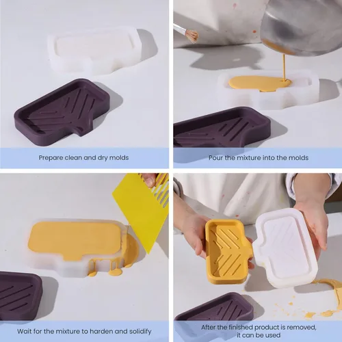 Miniatura 4 de Molde de silicona para jabonera de hormigón con drenaje, soporte de jabón de cemento para ducha/baño, herramientas de fabricación de bandejas